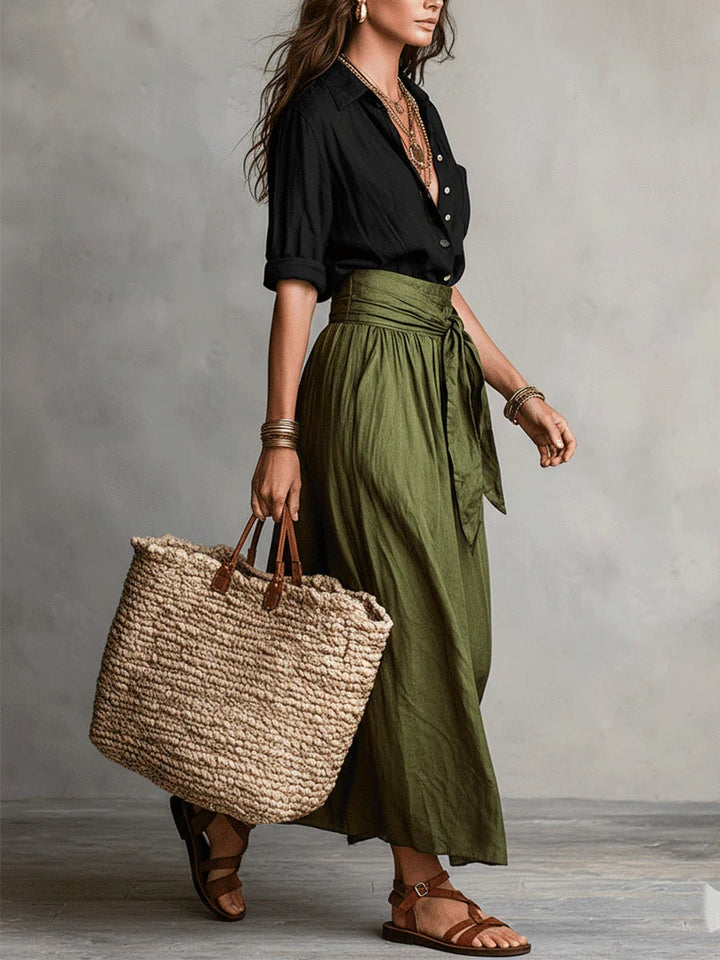 Anastasia | Button-Up A-Line Midi Skirt Set for Women