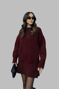 Ensemble tricoté pour femme avec pull oversize et jupe mini