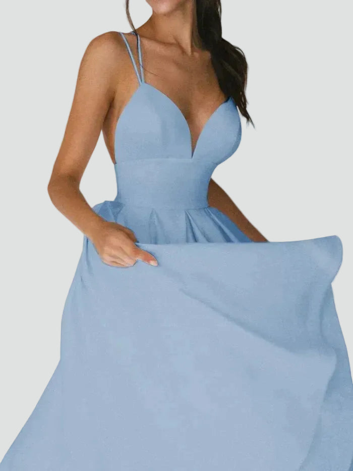 Flared midi cocktail dress with sweetheart neckline for weddings