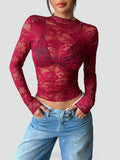 Elegant women's blouse with floral lace finish
