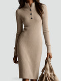 Élégante robe midi pour femme à manches longues, idéale pour un mariage