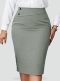 Elegant women's pencil skirt with decorative buttons for office outfits