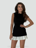 Elegant Women's Dress with Pleated Hem