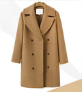 Elegante damesjas voor de winter, double-breasted, met brede revers