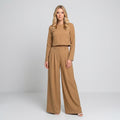 Women's two-piece set with a cropped top and wide-leg trousers