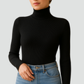 Fitted ribbed turtleneck with long sleeves