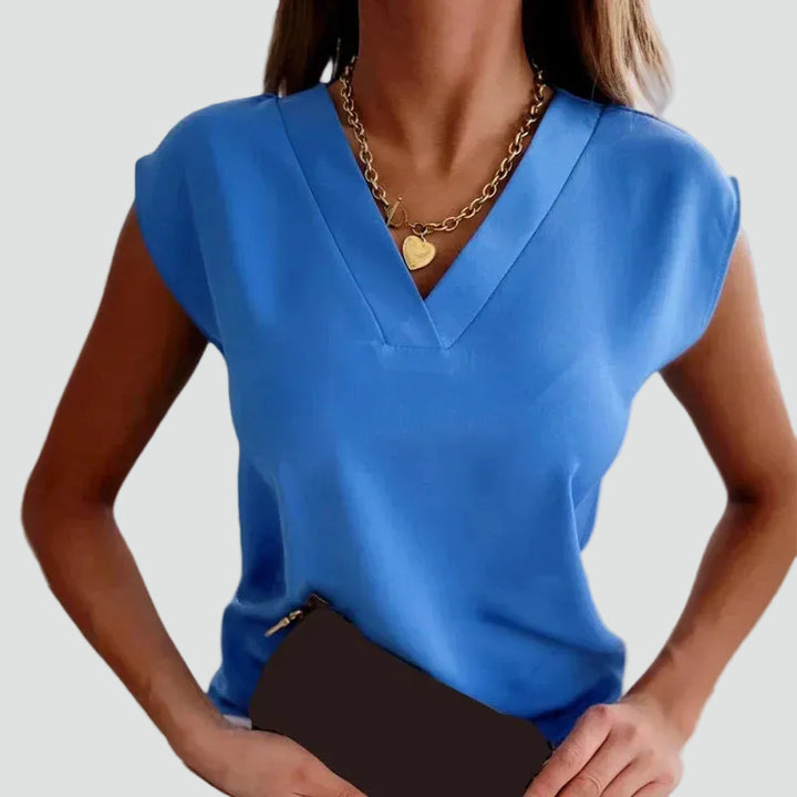 Women's Elegant Blouse V-Neck Short Sleeve Casual Formal