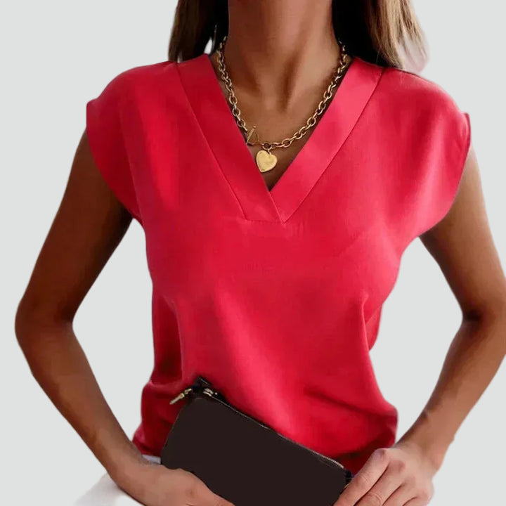 Women's Elegant Blouse V-Neck Short Sleeve Casual Formal