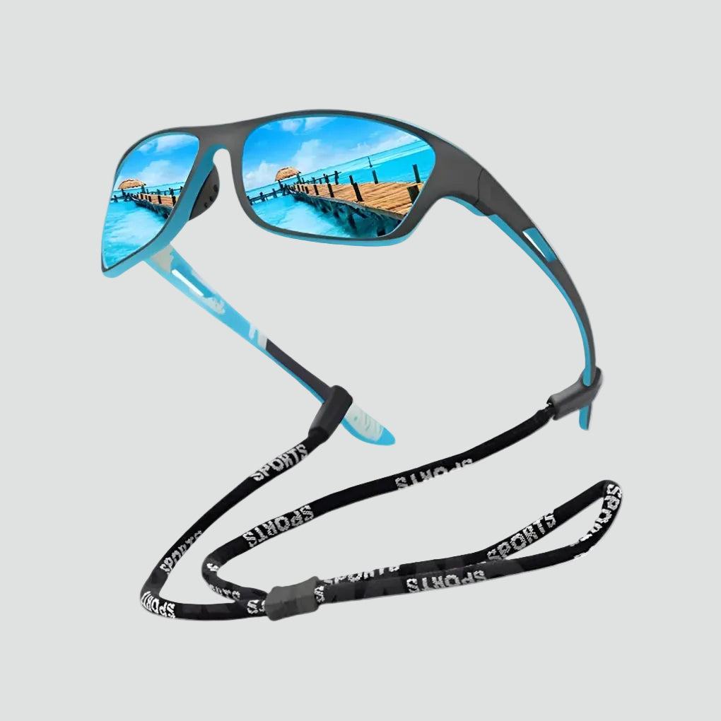 Sport polarized sunglasses with mirrored lenses