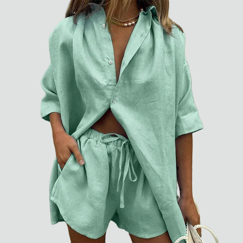 Loose co-ord set with shirt and shorts for everyday wear