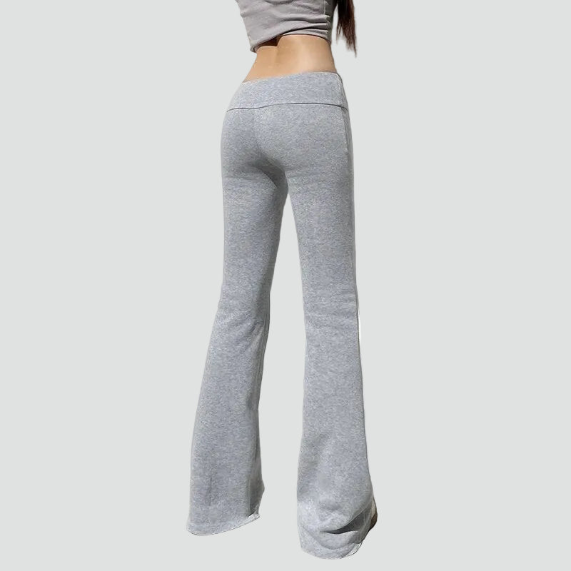 Wygodne damskie dresowe spodnie dzwony ze średnim stanem