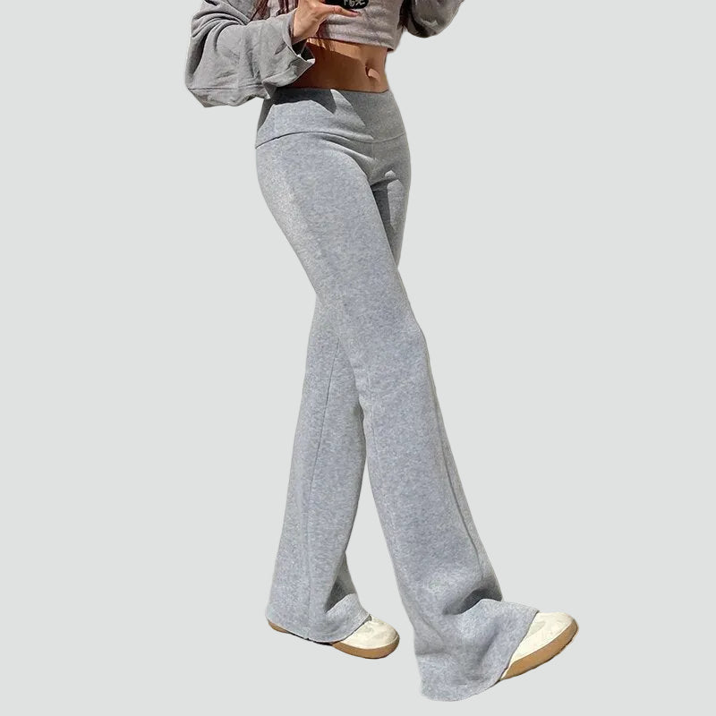 Wygodne damskie dresowe spodnie dzwony ze średnim stanem