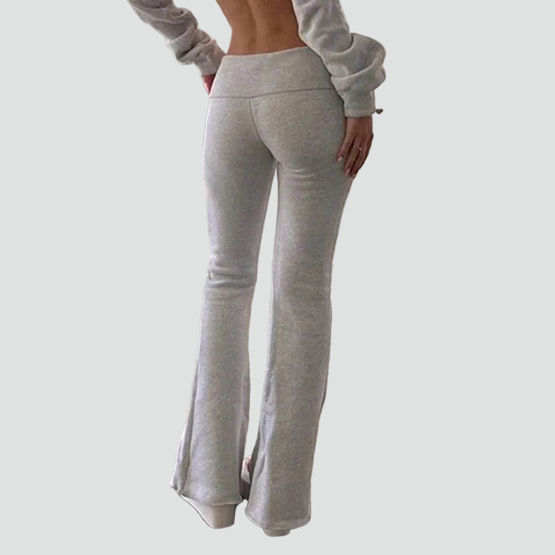 Wygodne damskie dresowe spodnie dzwony ze średnim stanem