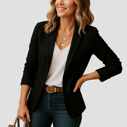 Stylowy taliowany żakiet z długim rękawem dla kobiet elegancki