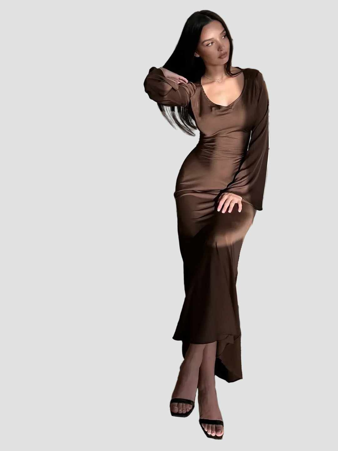 Women's Satin Maxi Dress Silk Evening Party Cocktail