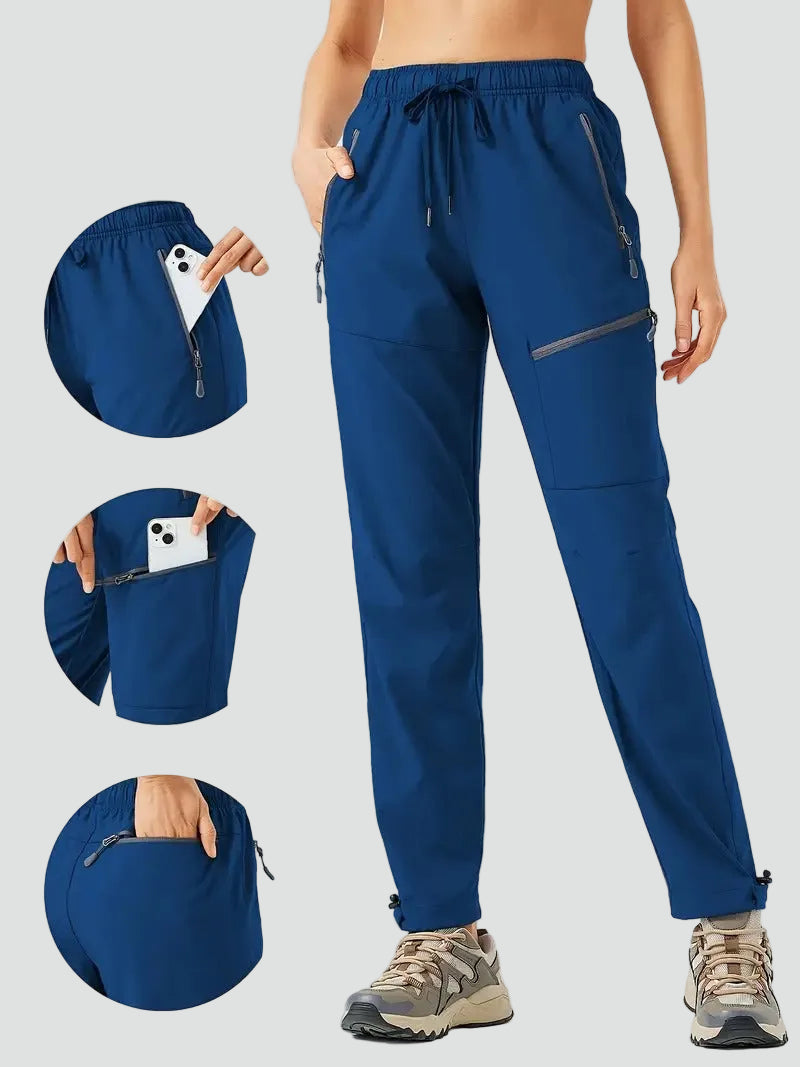 Damskie sportowe spodnie trekkingowe z kieszeniami na zamek