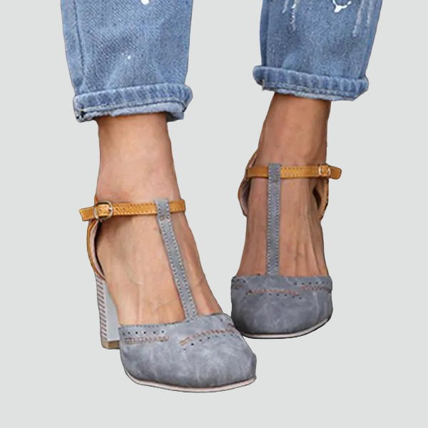 Comfortable women's block heel pumps with ankle strap