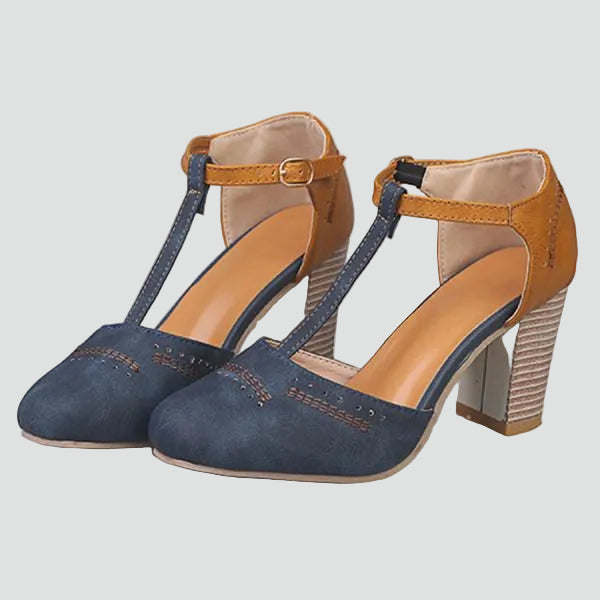 Comfortable women's block heel pumps with ankle strap