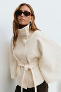 Veste pour femme à col montant et lien à nouer