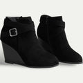 Bottines pour femme en cuir synthétique avec bride et fermeture éclair