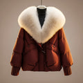 Veste d’hiver pour femme avec col en peluche et boutons