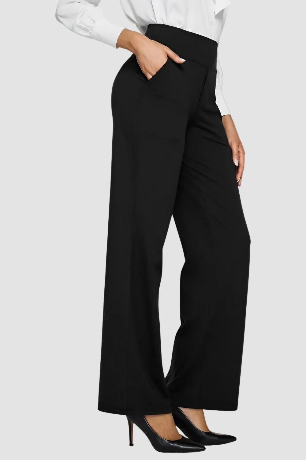 Wygodne damskie spodnie dresowe z wysokim stanem i szeroką nogawką