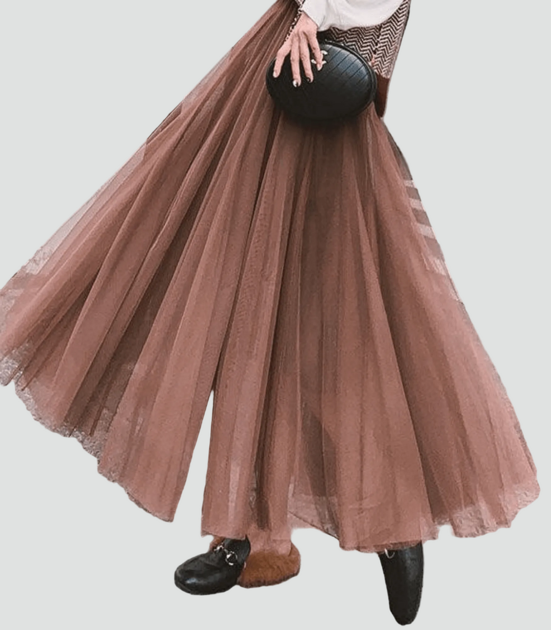 Maxi tulle skirt with high waist and light fit