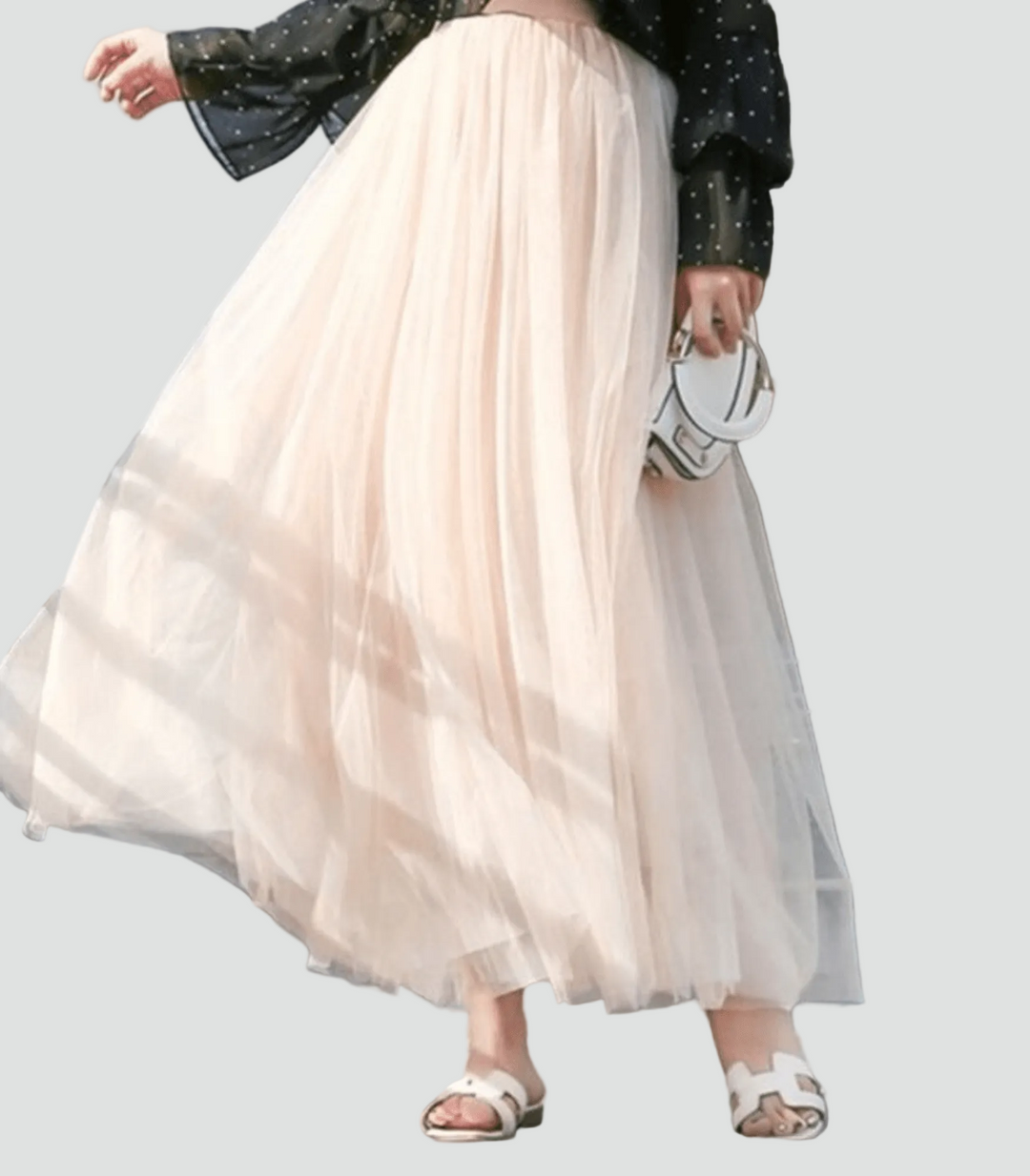 Maxi tulle skirt with high waist and light fit