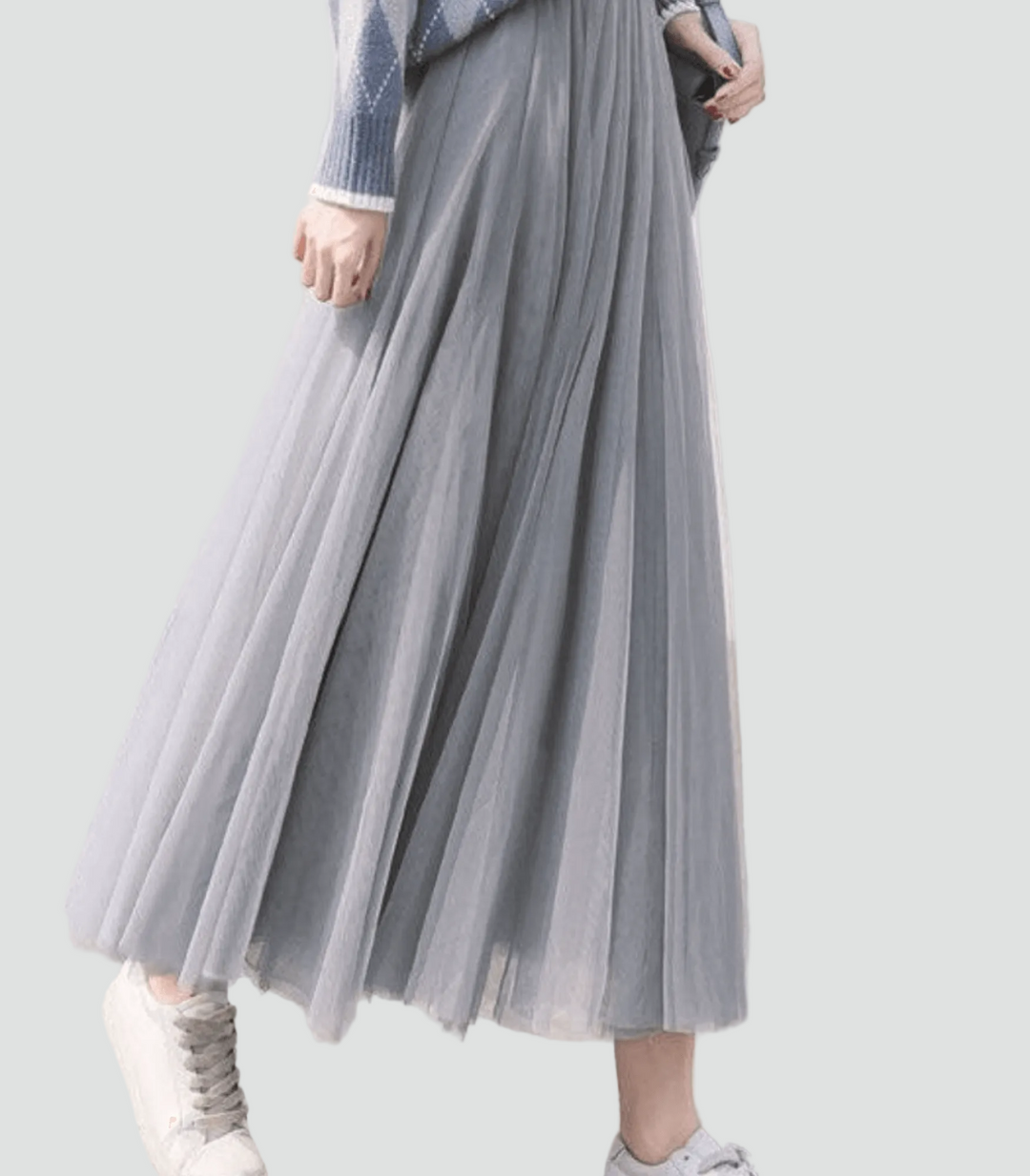 Maxi tulle skirt with high waist and light fit