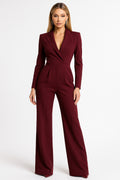 Elegant women's jumpsuit for a wedding with a V-neckline