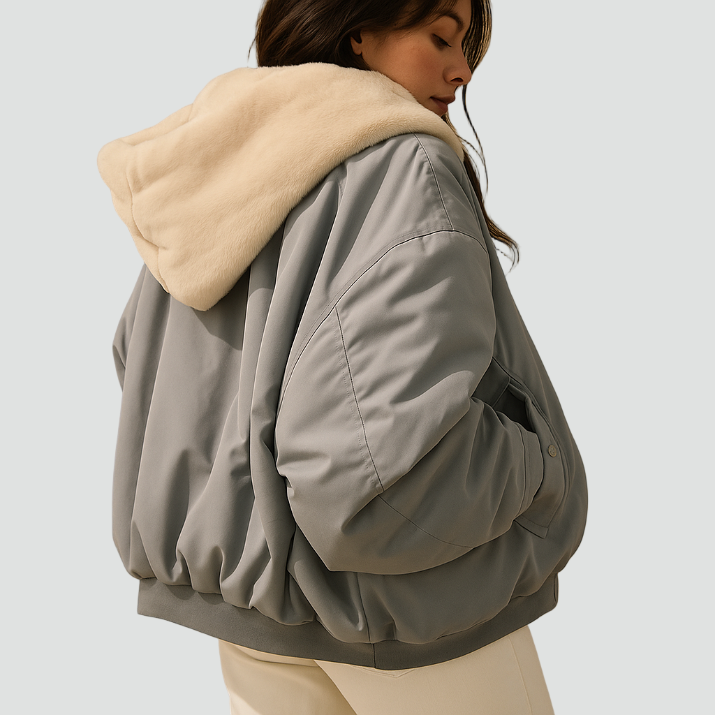 Kurtka bomber z kołnierzem ze sztucznego futerka i ociepleniem dla kobiet