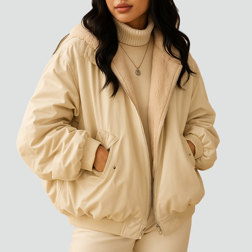 Kurtka bomberka z kołnierzem ze sztucznego futerka i ociepleniem dla kobiet