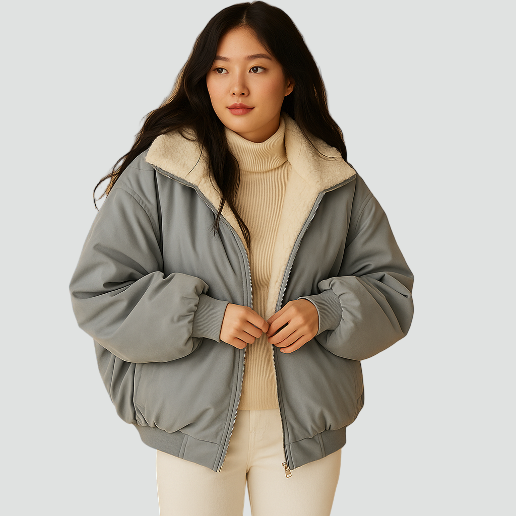 Kurtka bomber z kołnierzem ze sztucznego futerka i ociepleniem dla kobiet