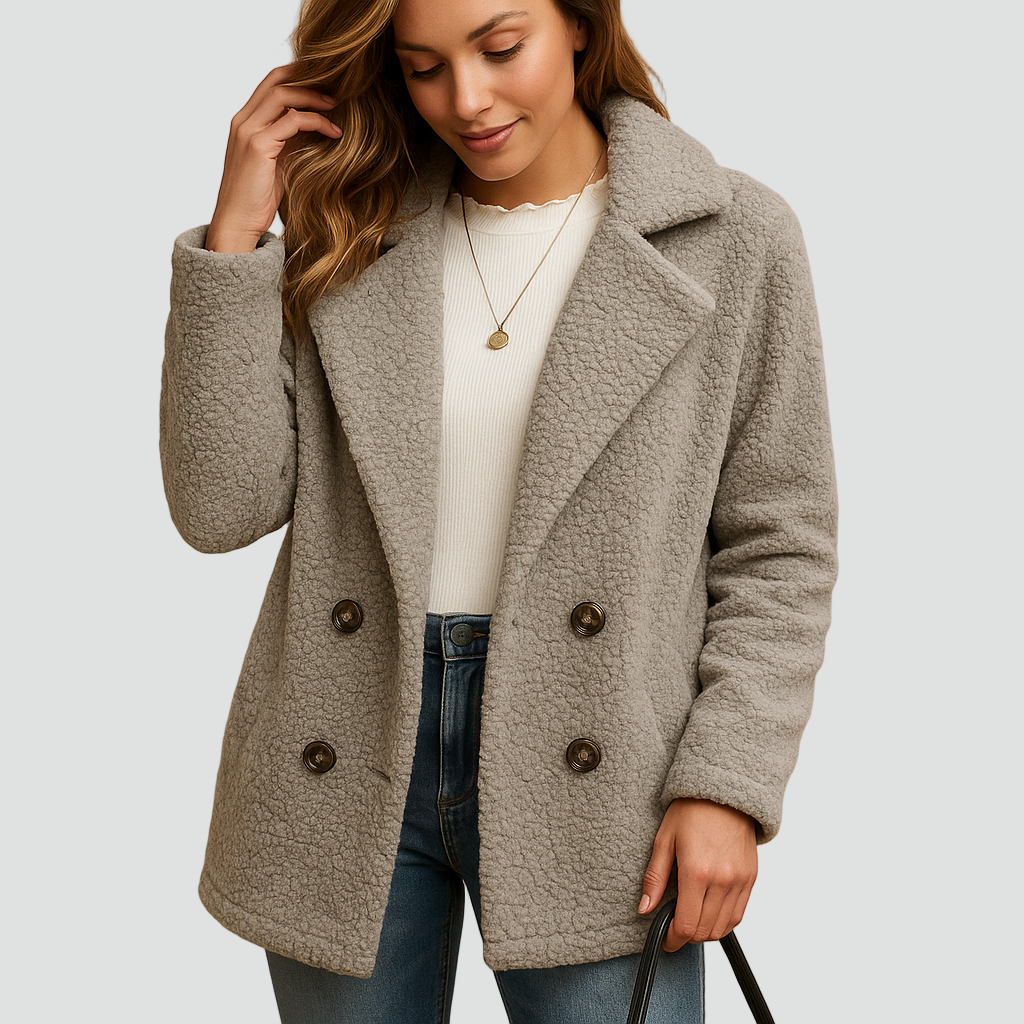 Kurtka zimowa damska fleece z kołnierzem