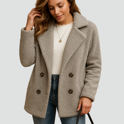 Kurtka zimowa damska fleece z kołnierzem