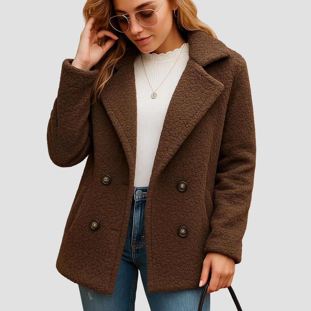 Kurtka zimowa damska fleece z kołnierzem