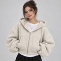 Kort dameshoodievest met ritssluiting, gevoerd met fleece