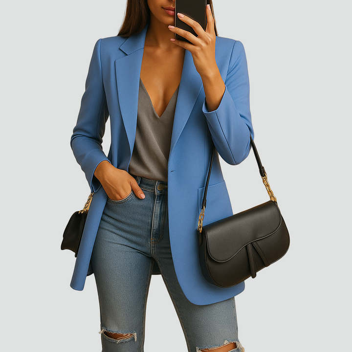 Długa marynarka damska taliowana klasyczna