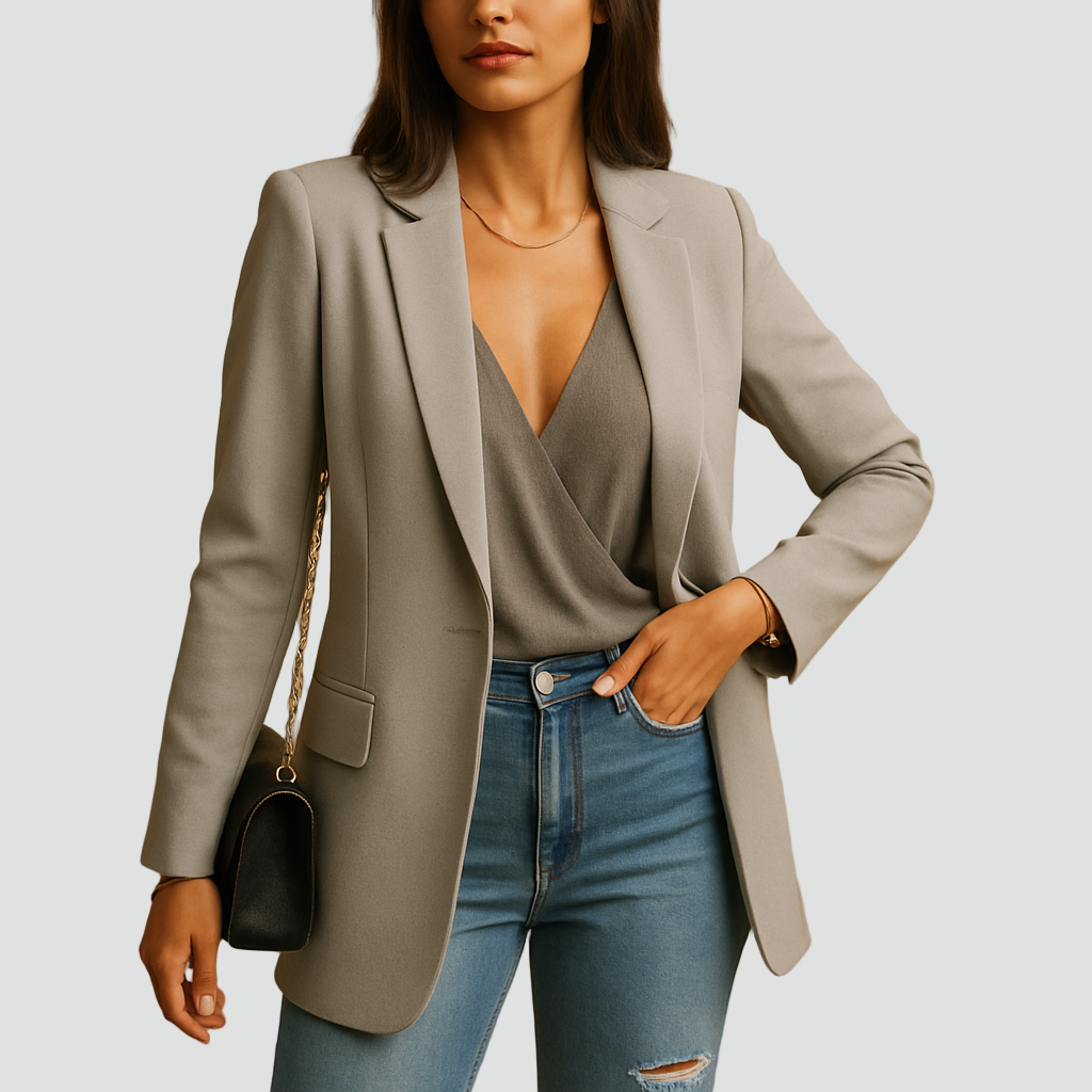 Długa marynarka damska taliowana klasyczna