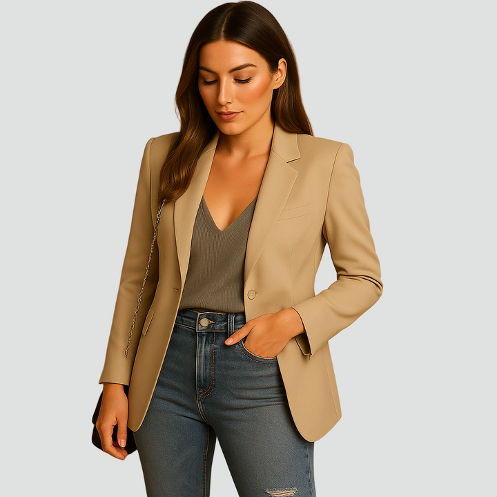 Długa marynarka damska taliowana klasyczna