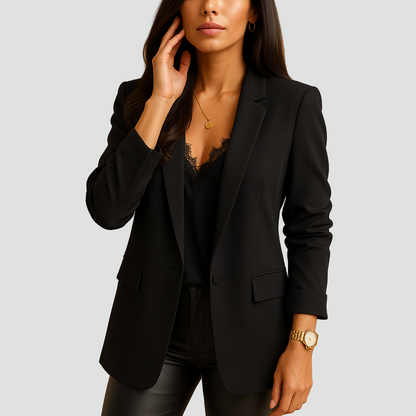 Długa marynarka damska taliowana do biura stylowa