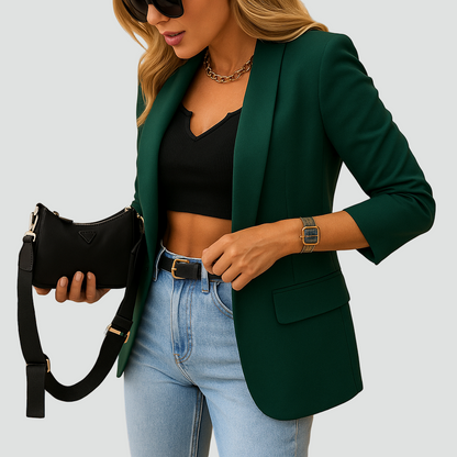 Długa marynarka damska taliowana do biura stylowa