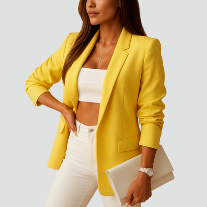 Długa marynarka damska taliowana do biura stylowa