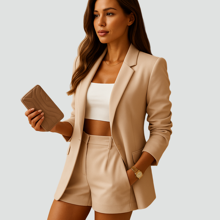 Długa marynarka damska taliowana do biura stylowa