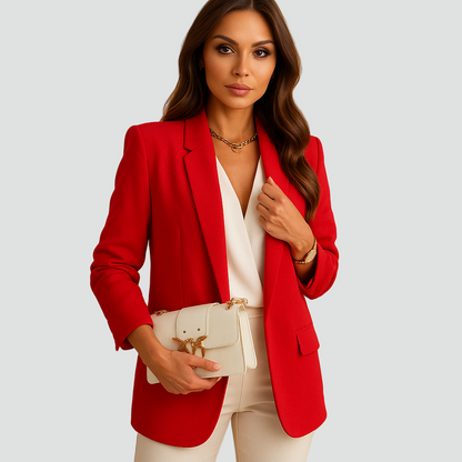 Długa marynarka damska taliowana do biura stylowa