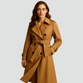 Trench-coat classique pour femme à double boutonnage avec ceinture et poignets