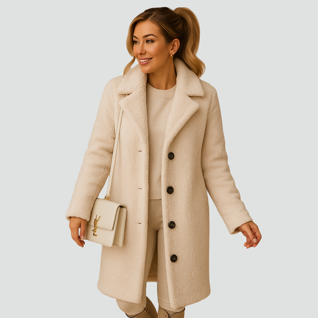 Teddy płaszcz polarowy zimowy damski z guzikami