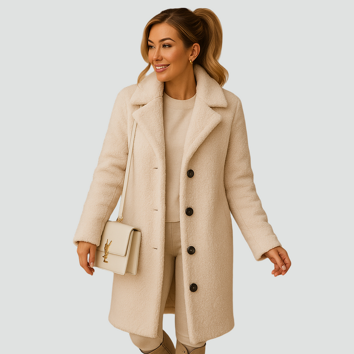 Teddy płaszcz polarowy zimowy damski z guzikami