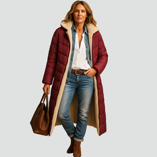 Pikowana kurtka zimowa damska z ociepleniem z imitacji futra