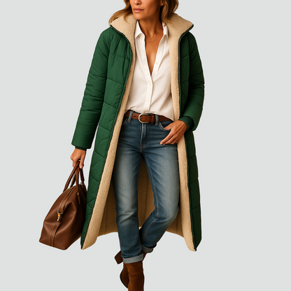 Pikowana kurtka zimowa damska z ociepleniem z imitacji futra